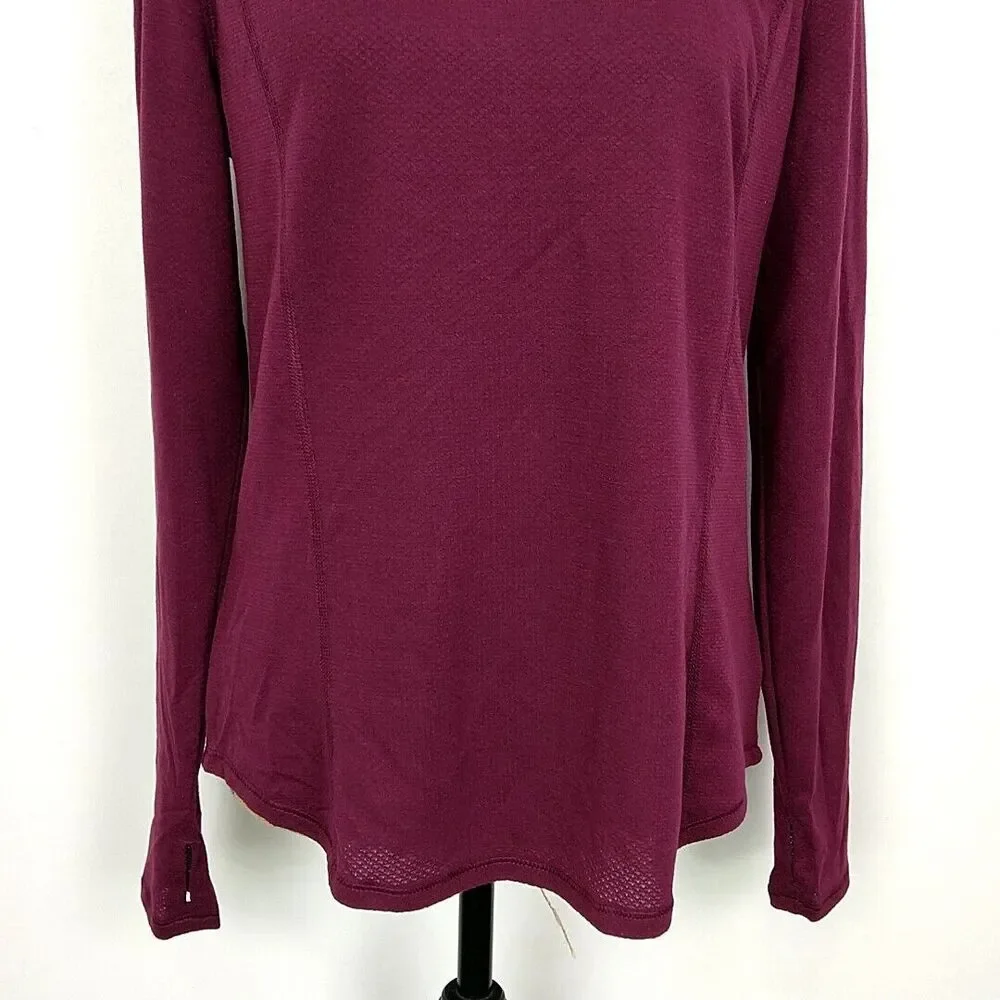 Avia Burgundy Long Sleeve Performance Top Lightweight Athletic Thumbhole sz S